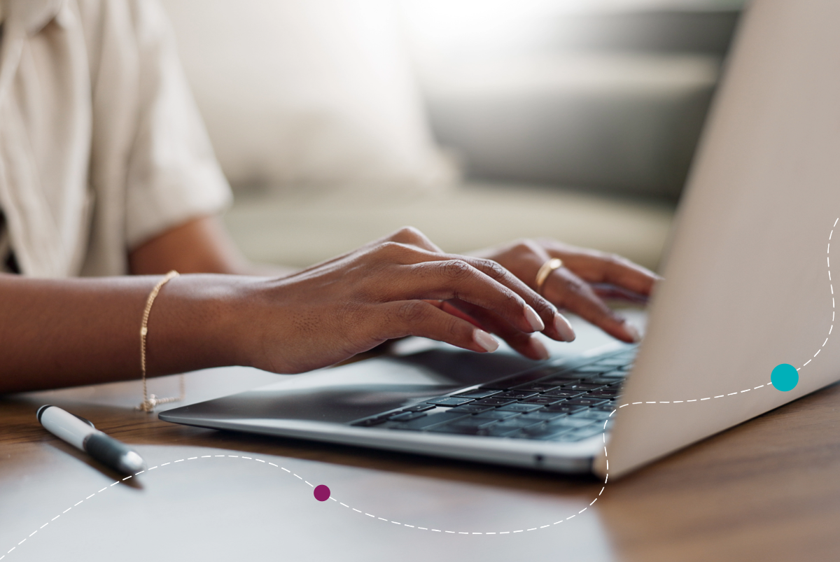 Person typing on a laptop